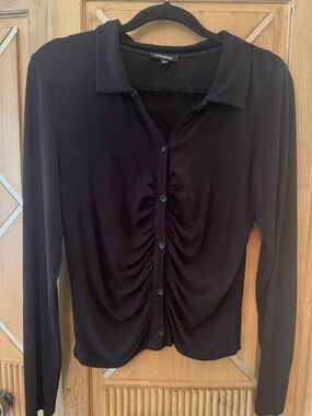 Mittoshop Black Ruched Long Sleeve Top